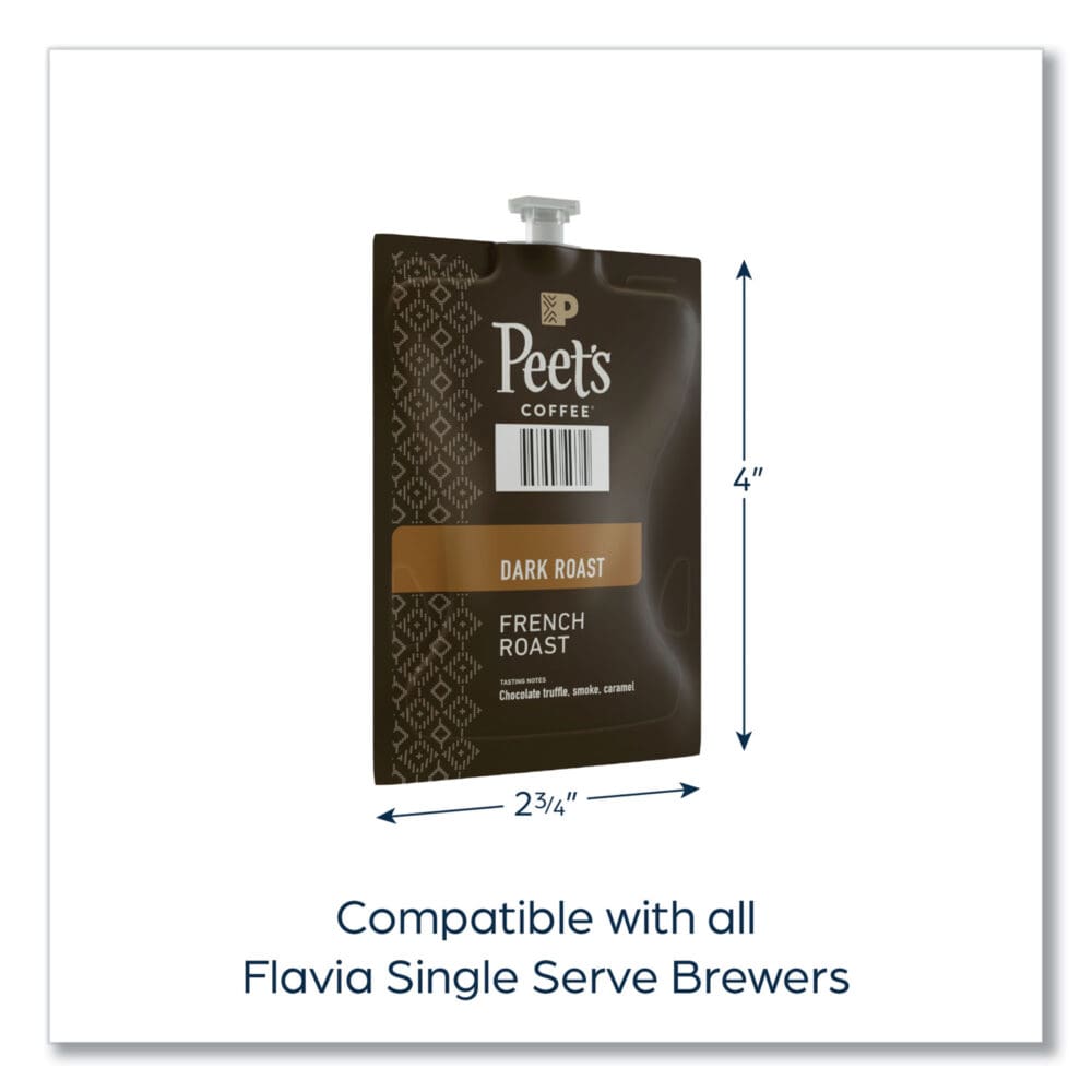 Peet's French Roast Coffee Freshpack, French Roast, 0.35 oz Pouch, 76/Carton - Image 3