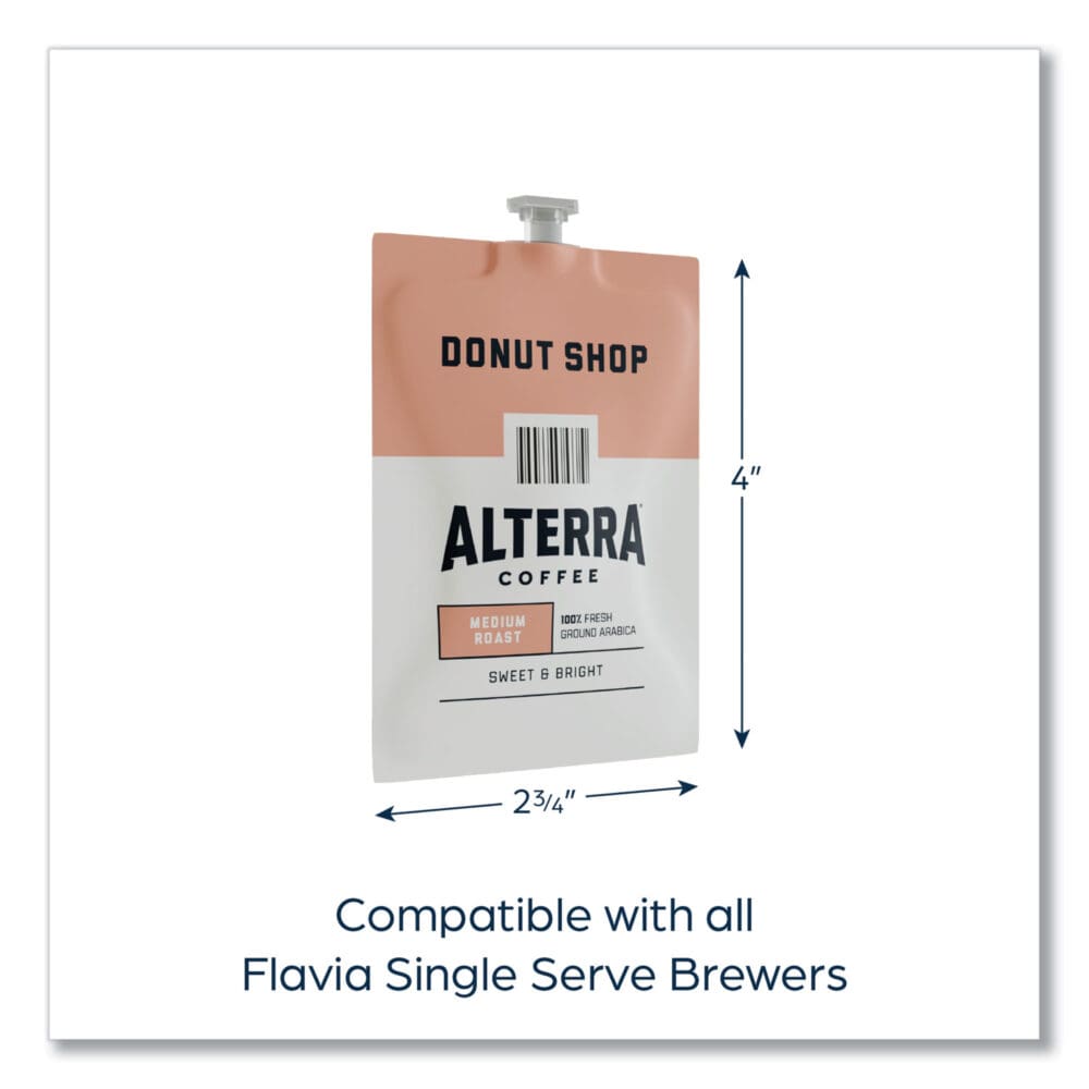 Alterra Donut Shop Coffee Freshpack, Donut Shop, 0.28 oz Pouch, 100/Carton - Image 5
