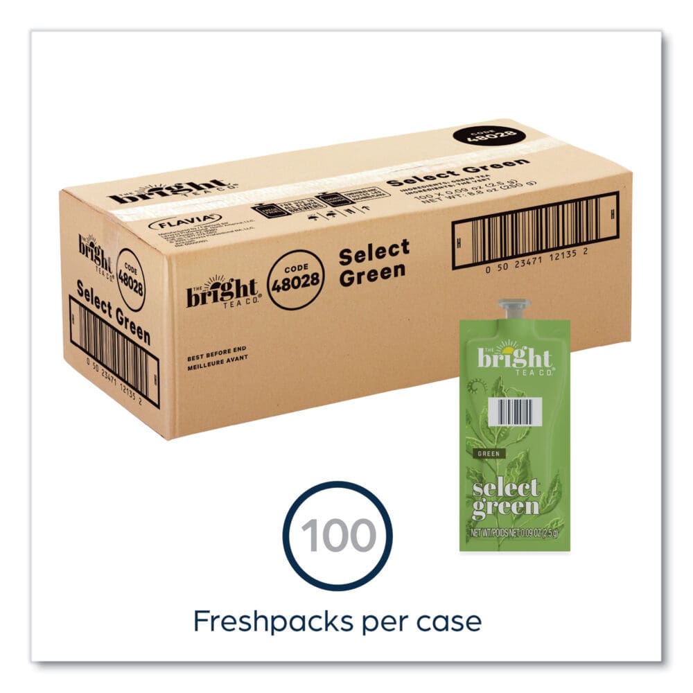 The Bright Tea Co. Select Green Tea Freshpack, Select Green, 0.09 oz Pouch, 100/Carton - Image 8