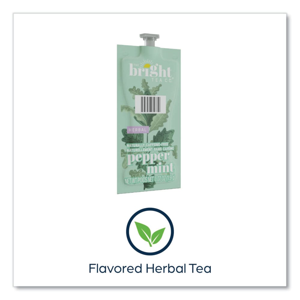 The Bright Tea Co. Peppermint Herbal Tea Freshpack, Peppermint, 0.07 oz Pouch, 100/Carton - Image 7