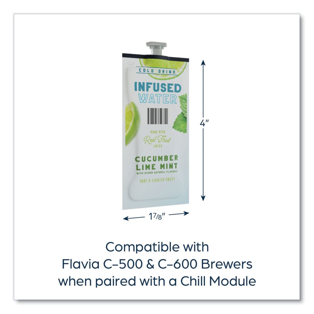 Cucumber Lime Mint Infused Water Freshpack, Cucumber Lime Mint, 0.08 Pouch, 100/Carton - Image 8