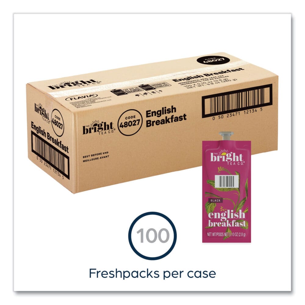 The Bright Tea Co. English Breakfast Black Tea Freshpack, English Breakfast, 0.1 oz Pouch, 100/Carton - Image 7