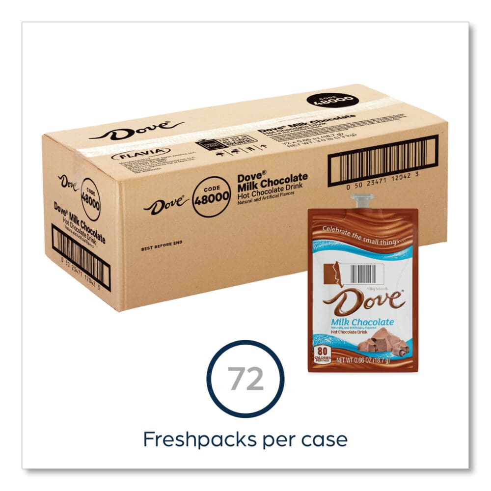 Dove Hot Chocolate Freshpack, Milk Chocolate, 0.66 oz Pouch, 72/Carton - Image 9