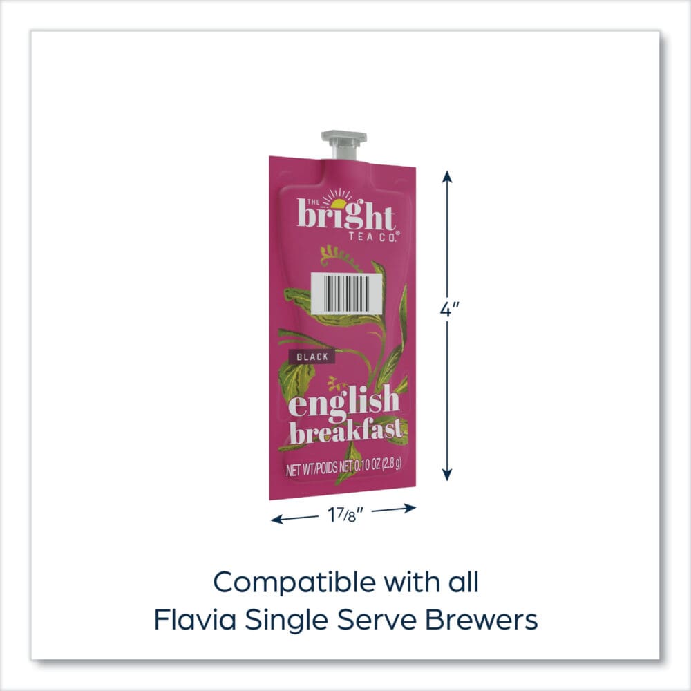 The Bright Tea Co. English Breakfast Black Tea Freshpack, English Breakfast, 0.1 oz Pouch, 100/Carton - Image 8