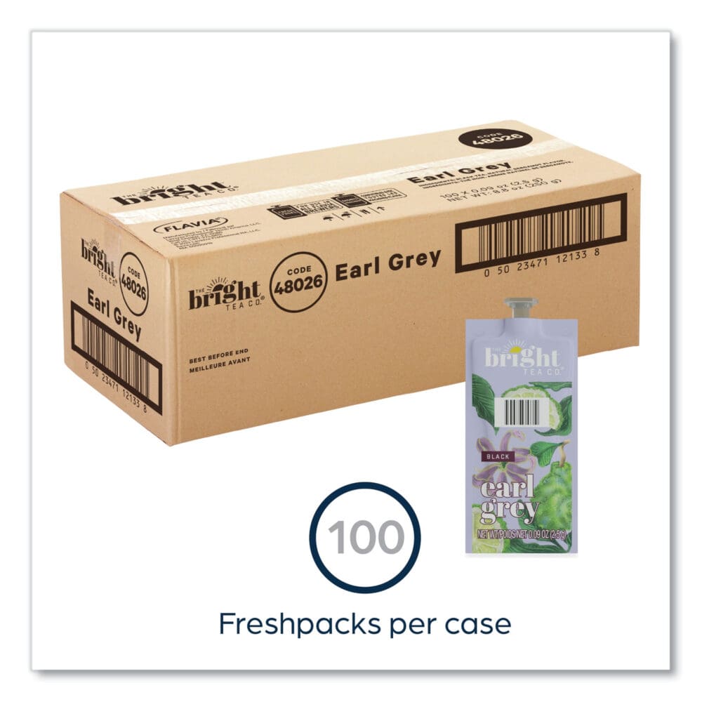 The Bright Tea Co. Earl Grey Black Tea Freshpack, Earl Gray, 0.09 oz Pouch, 100/Carton - Image 9