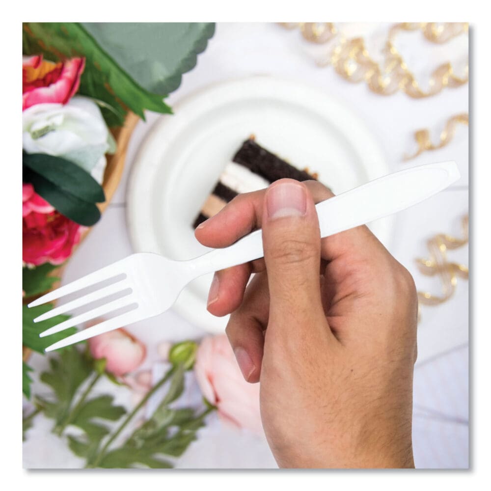 Impress Heavyweight Full-Length Polystyrene Cutlery, Fork, White, 100/Box - Image 4