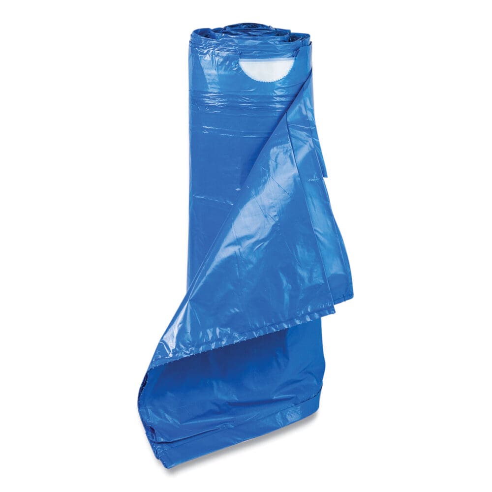 Draw-Tuff Institutional Draw-Tape Can Liners, 30 gal, 1 mil, 30.5" x 40", Blue, 25 Bags/Roll, 8 Rolls/Carton - Image 4