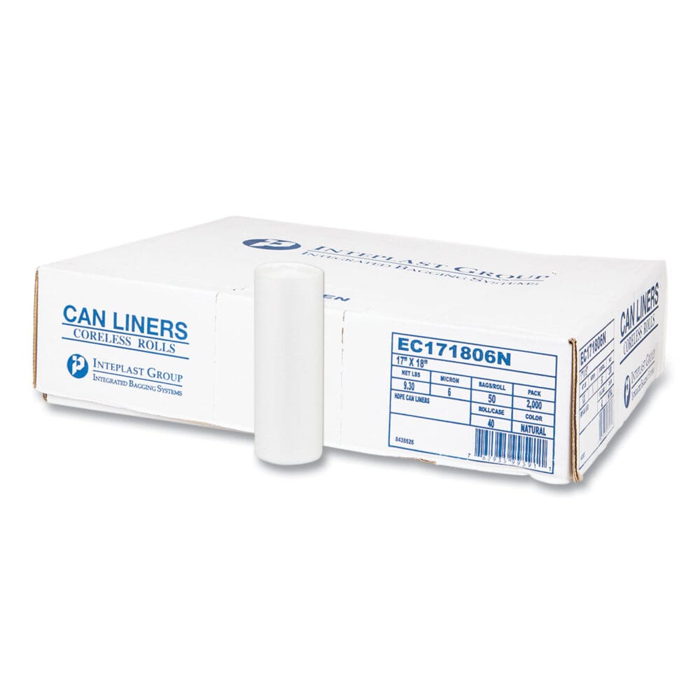 High-Density Commercial Can Liners, 4 gal, 6 mic, 17" x 18", Clear, 50 Bags/Roll, 40 Perforated Rolls/Carton - Image 2