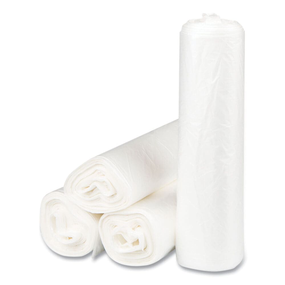 High-Density Commercial Can Liners, 33 gal, 17 mic, 33" x 40", Clear, 25 Bags/Roll, 10 Interleaved Rolls/Carton - Image 5