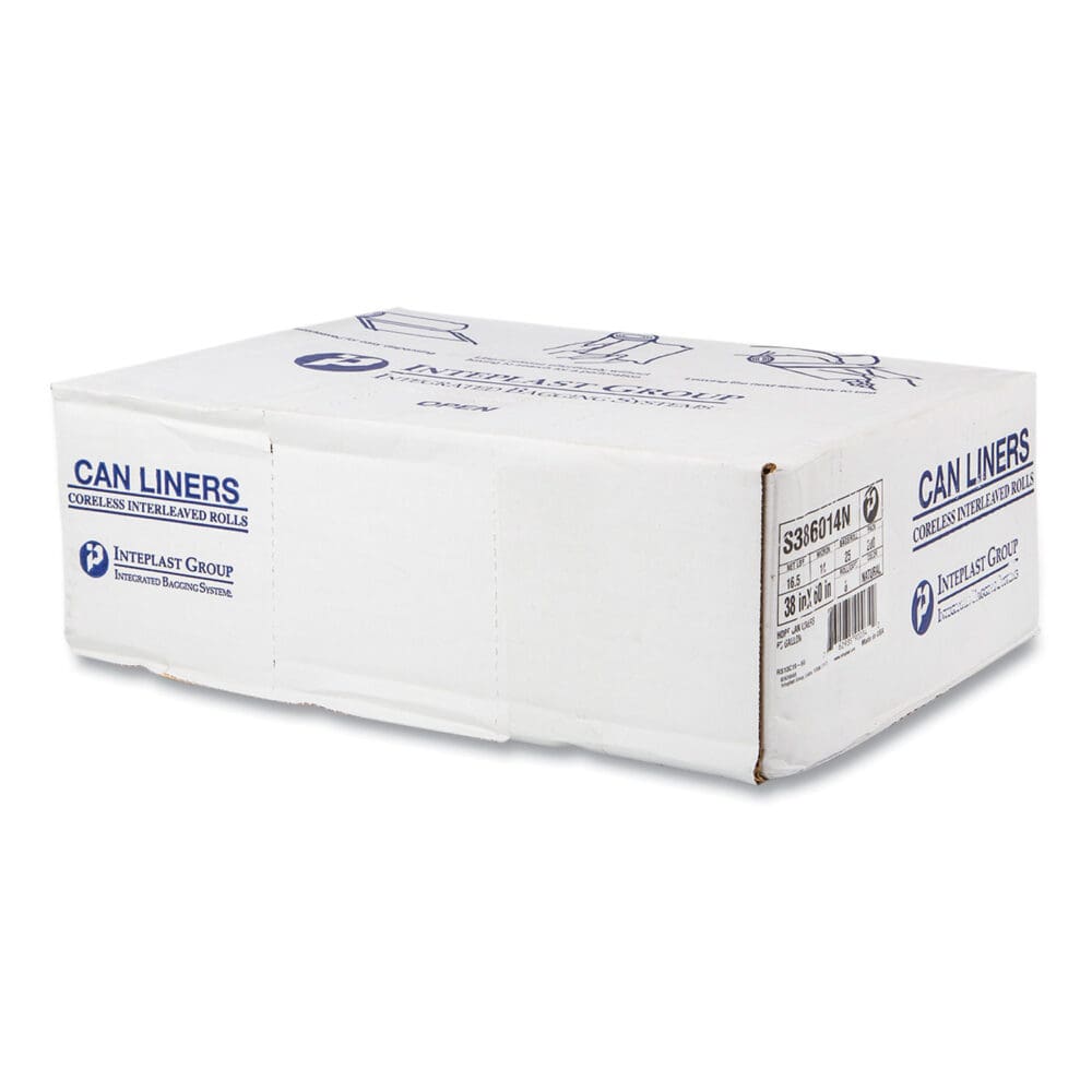 High-Density Commercial Can Liners, 60 gal, 14 mic, 38" x 60", Clear, 25 Bags/Roll, 8 Interleaved Rolls/Carton - Image 2