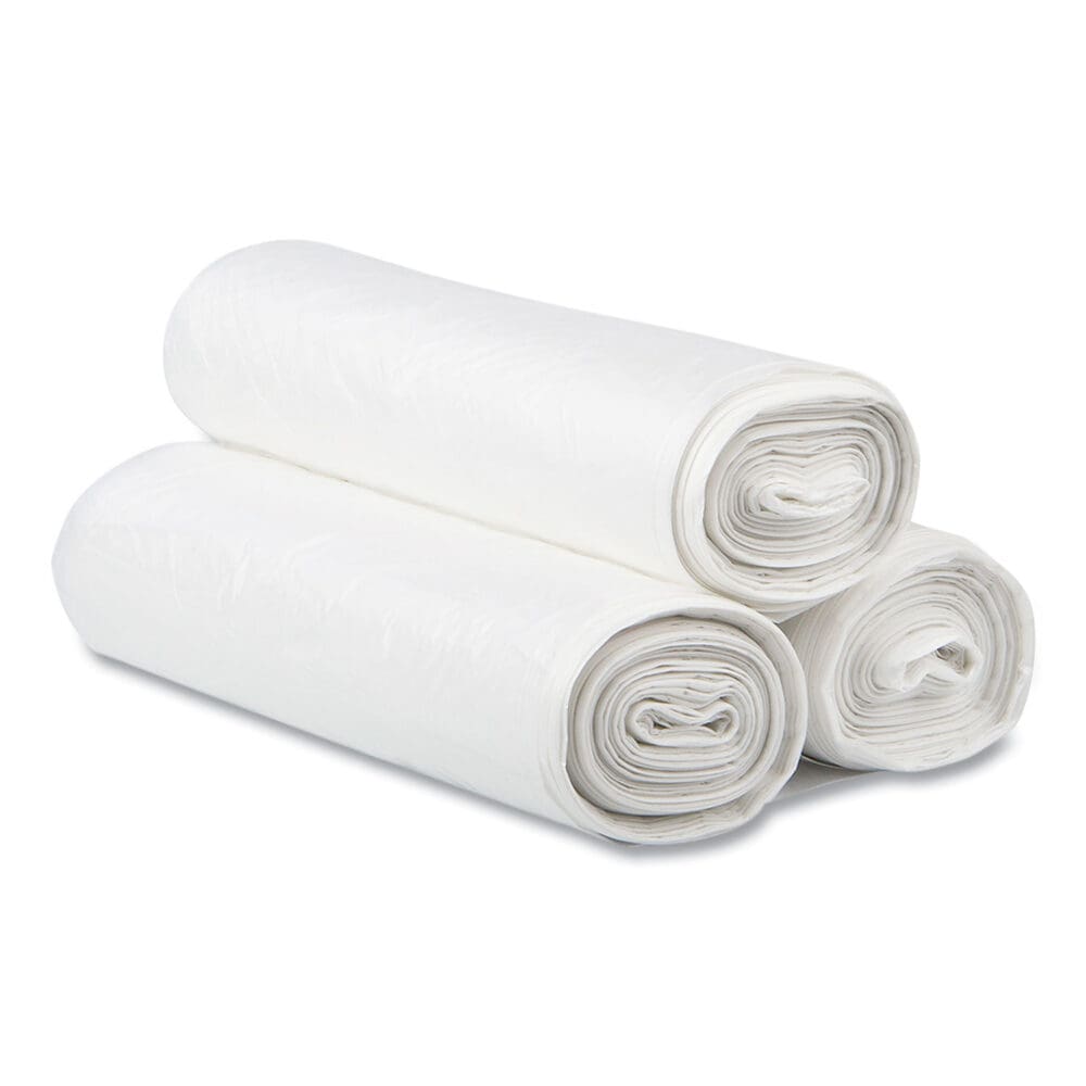 High-Density Commercial Can Liners, 60 gal, 14 mic, 38" x 60", Clear, 25 Bags/Roll, 8 Interleaved Rolls/Carton - Image 3