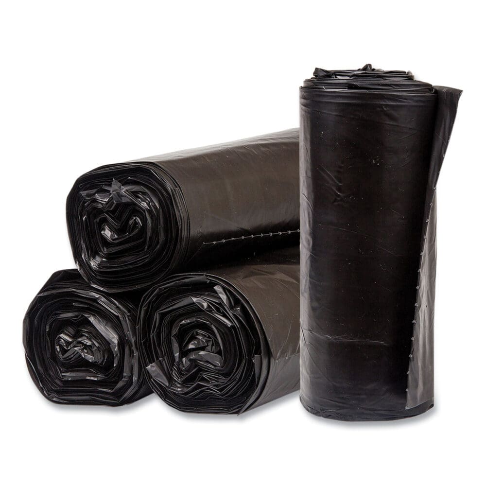 High-Density Commercial Can Liners, 60 gal, 17 mic, 38" x 60", Black, 25 Bags/Roll, 8 Interleaved Rolls/Carton - Image 5