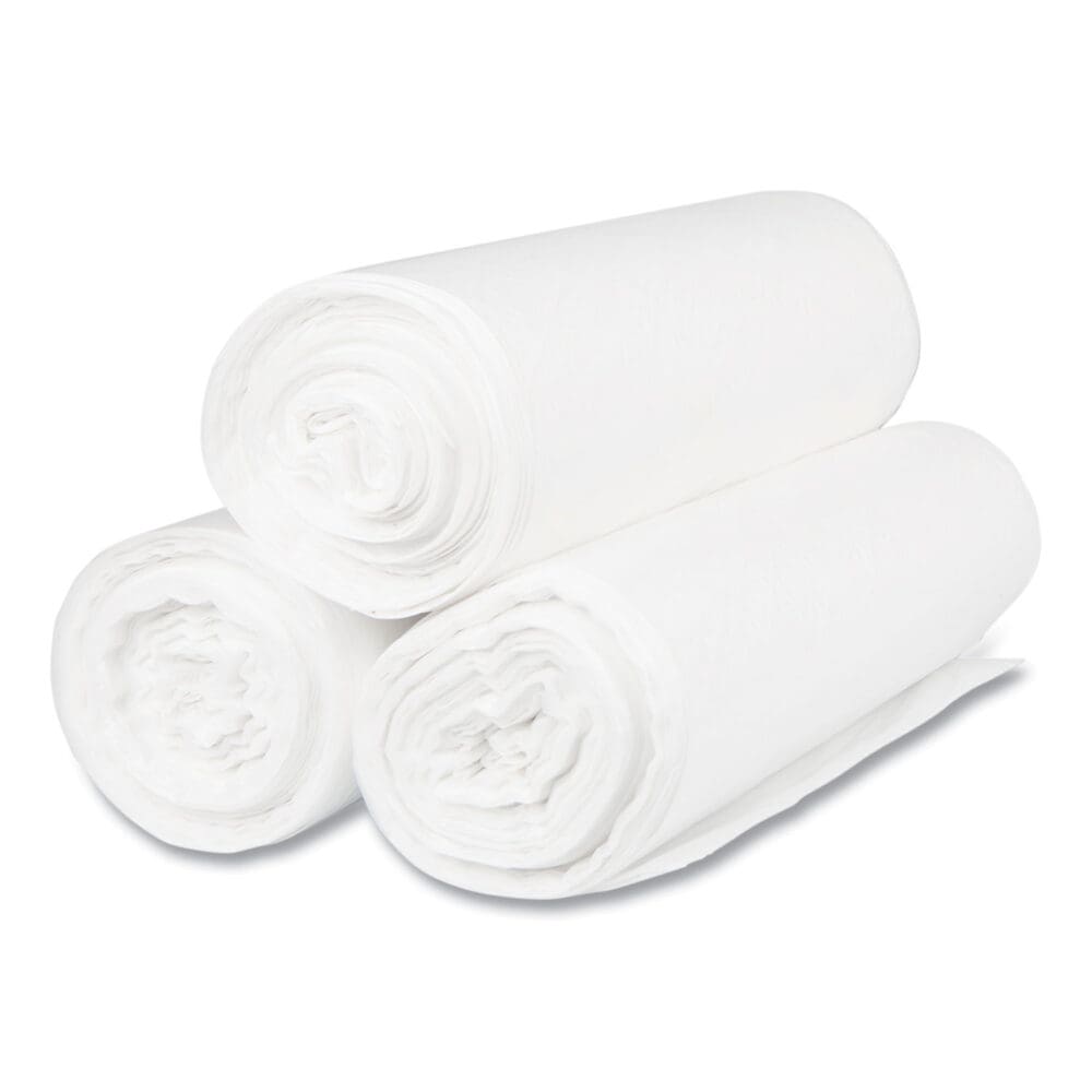 High-Density Commercial Can Liners, 60 gal, 22 mic, 38" x 60", Clear, 25 Bags/Roll, 6 Interleaved Rolls/Carton - Image 2