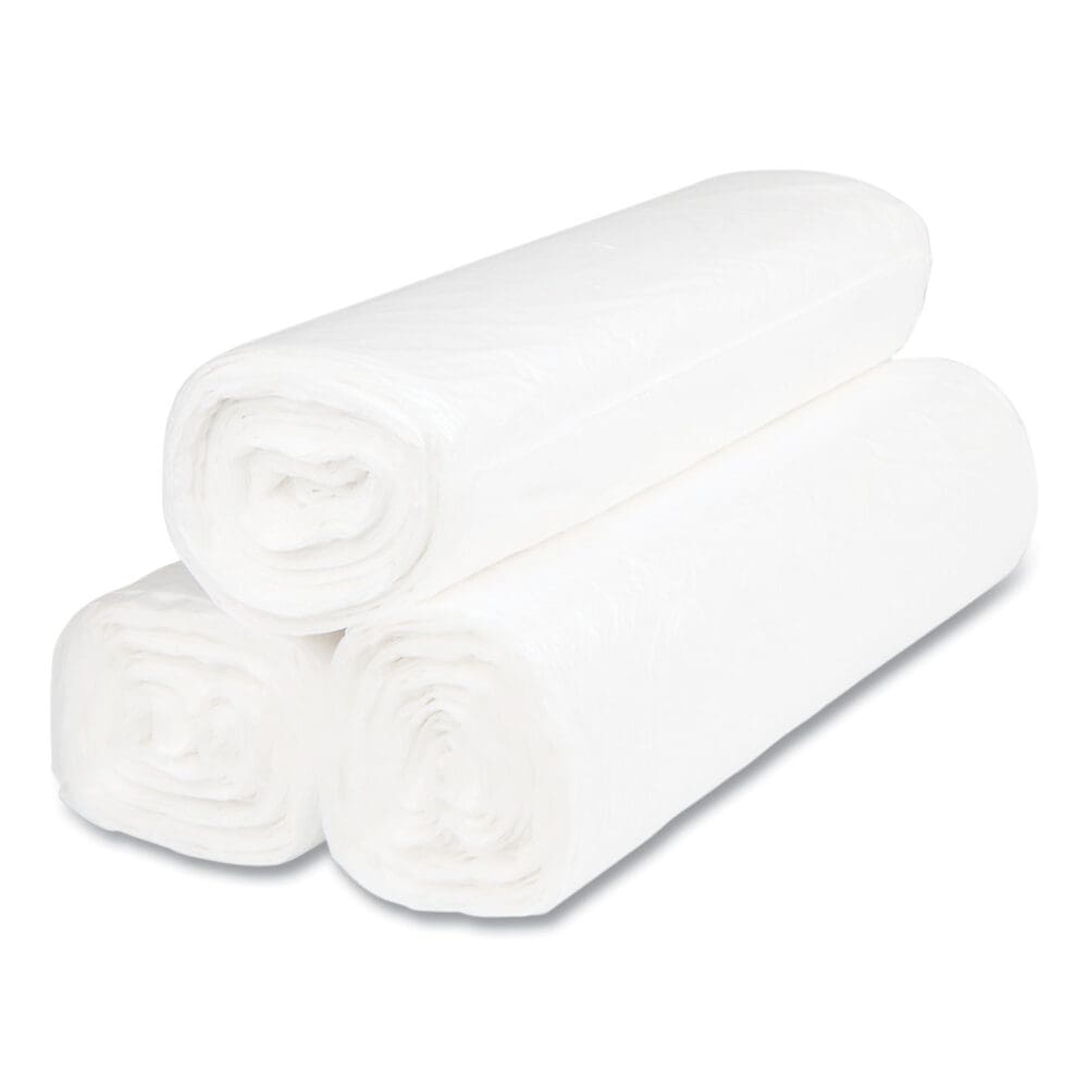 High-Density Commercial Can Liners, 45 gal, 14 mic, 40" x 48", Clear, 25 Bags/Roll, 10 Interleaved Rolls/Carton - Image 4