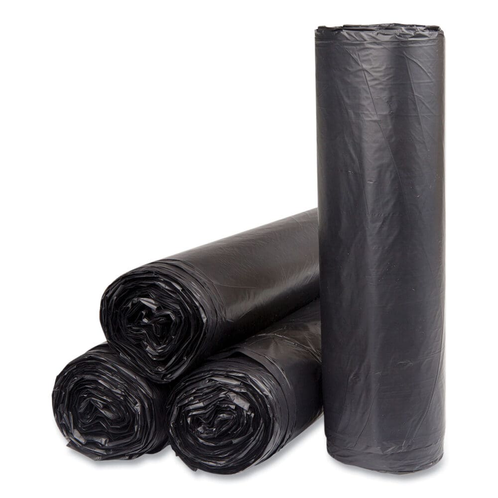 High-Density Commercial Can Liners, 45 gal, 16 mic, 40" x 48", Black, 25 Bags/Roll, 10 Interleaved Rolls/Carton - Image 5