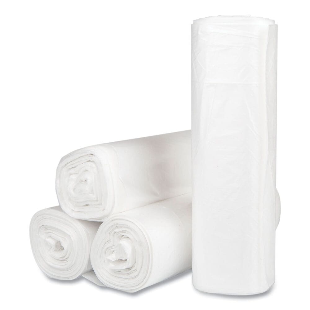 High-Density Commercial Can Liners, 45 gal, 16 mic, 40" x 48", Clear, 25 Bags/Roll, 10 Interleaved Rolls/Carton - Image 5