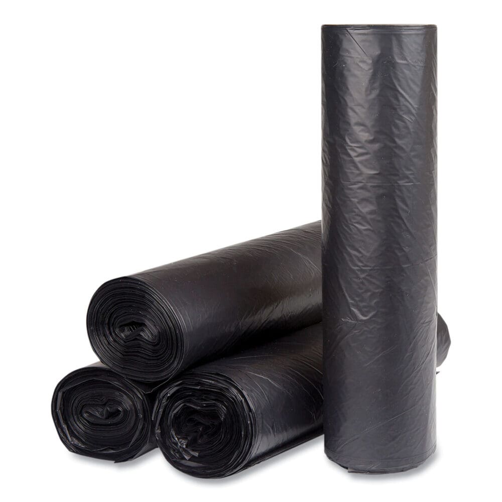 High-Density Commercial Can Liners, 60 gal, 16 mic, 43" x 48", Black, 25 Bags/Roll, 8 Interleaved Rolls/Carton - Image 5