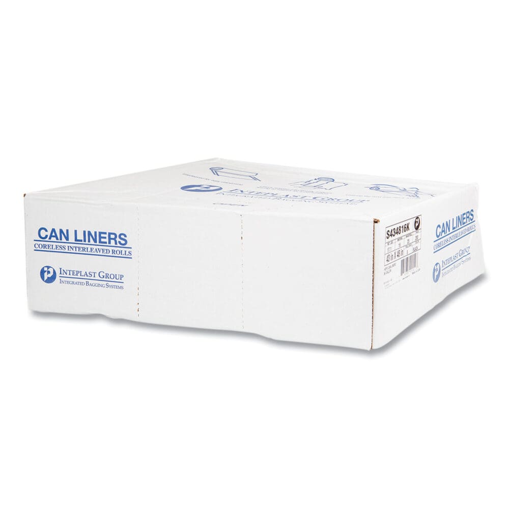 High-Density Commercial Can Liners, 60 gal, 16 mic, 43" x 48", Black, 25 Bags/Roll, 8 Interleaved Rolls/Carton - Image 2