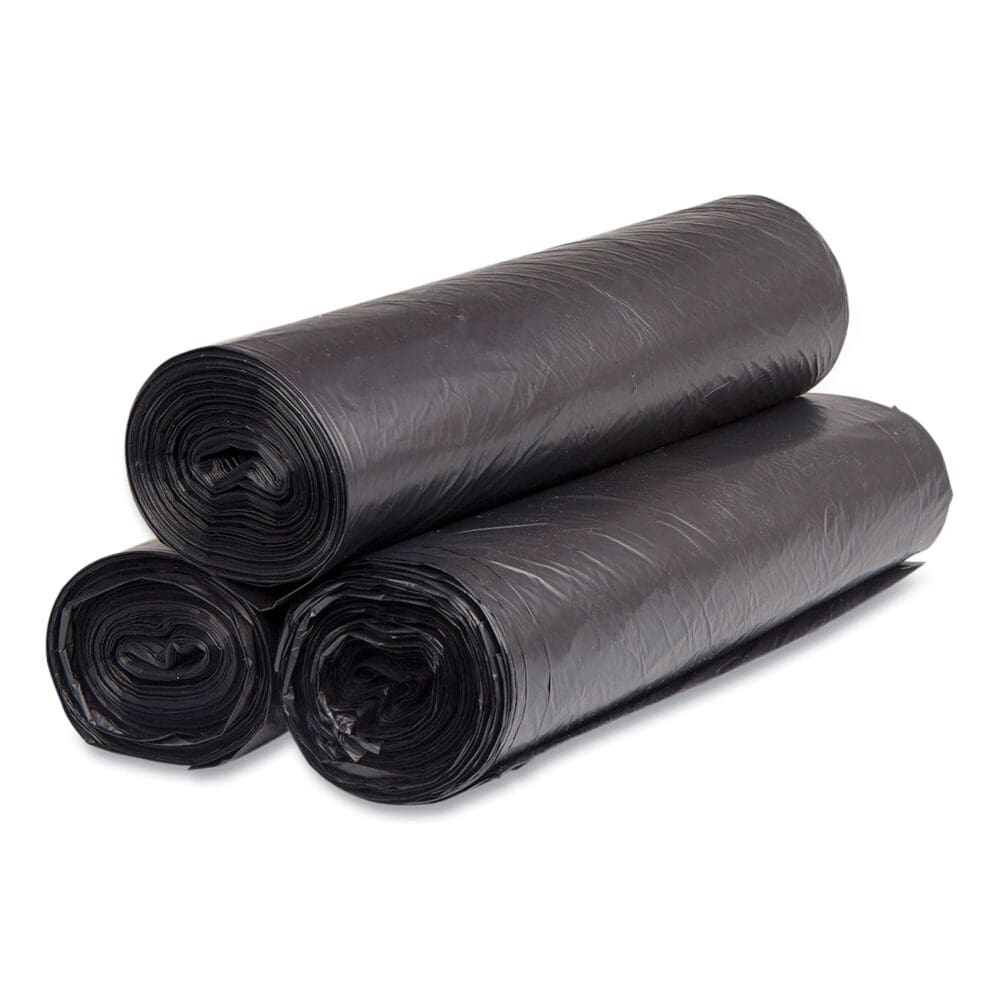 High-Density Commercial Can Liners, 60 gal, 16 mic, 43" x 48", Black, 25 Bags/Roll, 8 Interleaved Rolls/Carton - Image 4