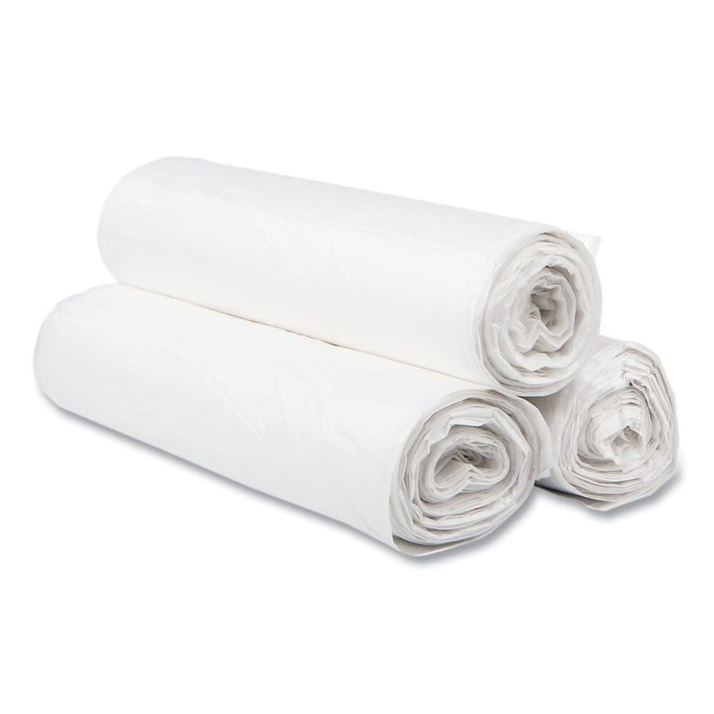 High-Density Commercial Can Liners, 60 gal, 16 mic, 43" x 48", Natural, 25 Bags/Roll, 8 Interleaved Rolls/Carton - Image 2