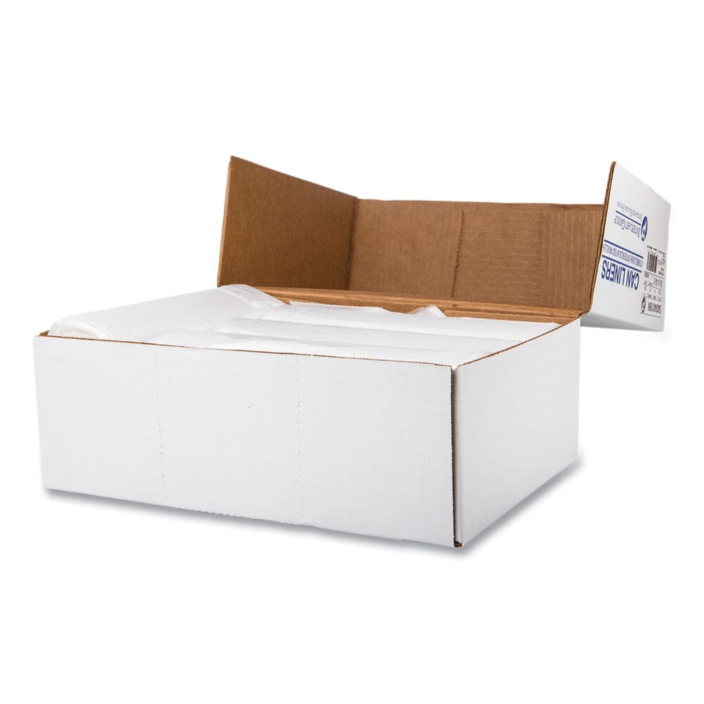 High-Density Commercial Can Liners, 60 gal, 16 mic, 43" x 48", Natural, 25 Bags/Roll, 8 Interleaved Rolls/Carton - Image 3