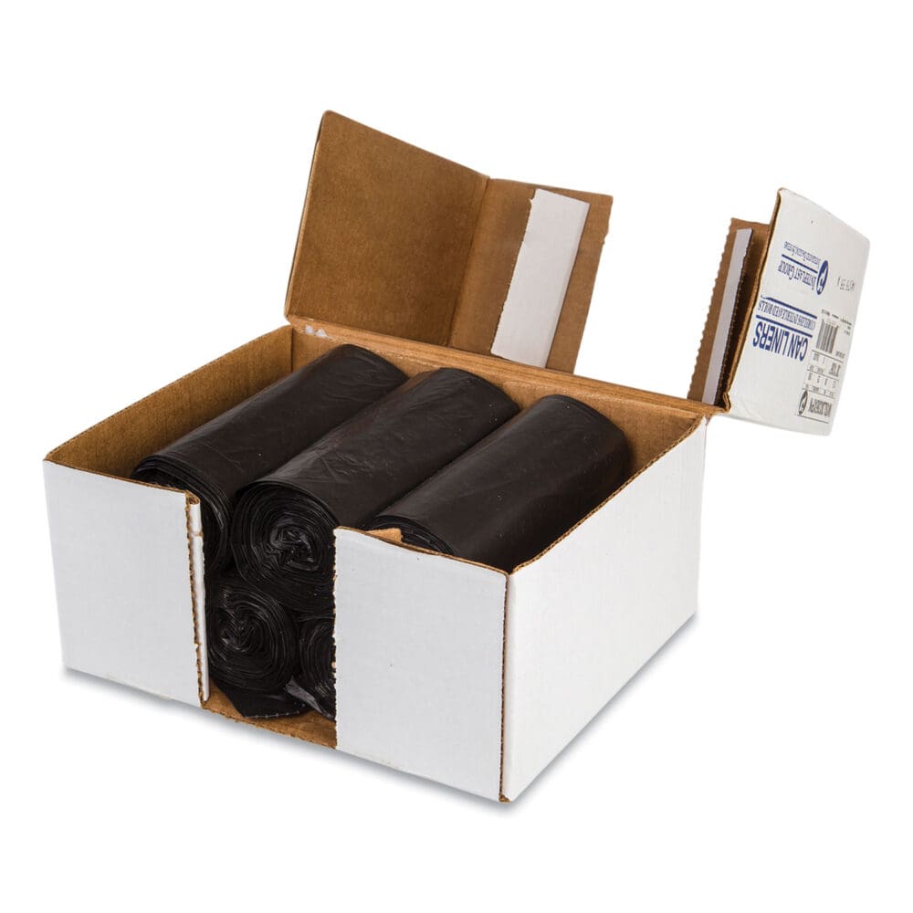 Low-Density Commercial Can Liners, Coreless Interleaved Roll, 30 gal, 0.9 mil, 30" x 36", Black, 25 Bags/Roll, 8 Rolls/Carton - Image 3