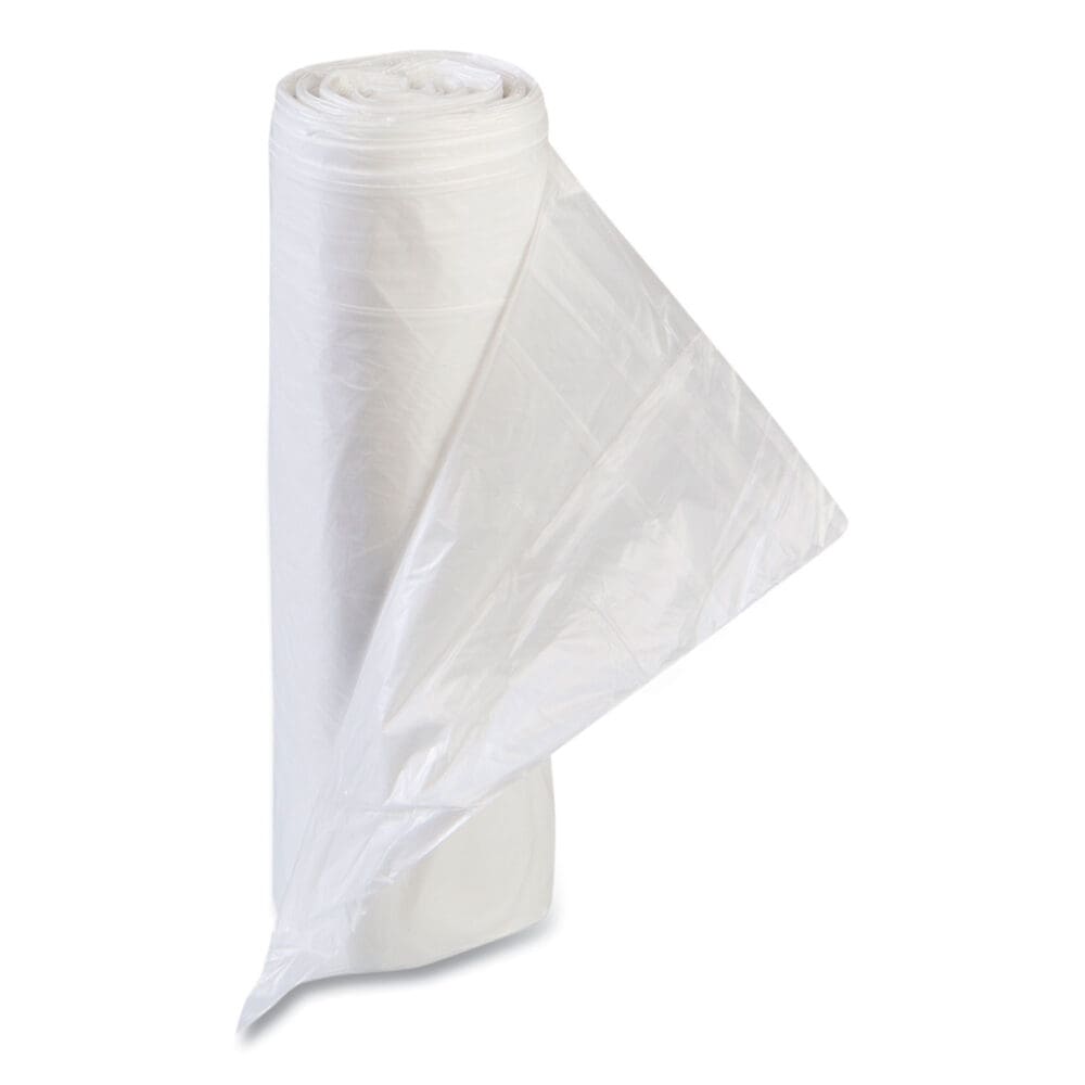 High-Density Commercial Can Liners Value Pack, 33 gal, 10 mic, 33" x 39", Clear, 25 Bags/Roll, 20 Interleaved Rolls/Carton - Image 2