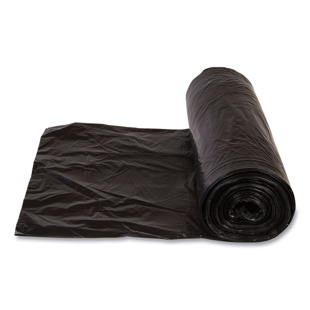 High-Density Commercial Can Liners Value Pack, 60 gal, 19 mic, 38" x 58", Black, 25 Bags/Roll, 6 Interleaved Rolls/Carton - Image 3