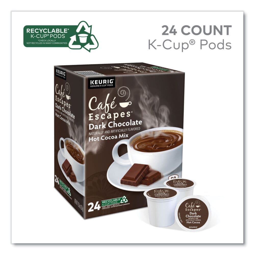 Cafe Escapes Milk Chocolate Hot Cocoa K-Cups, 96/Carton - Image 3