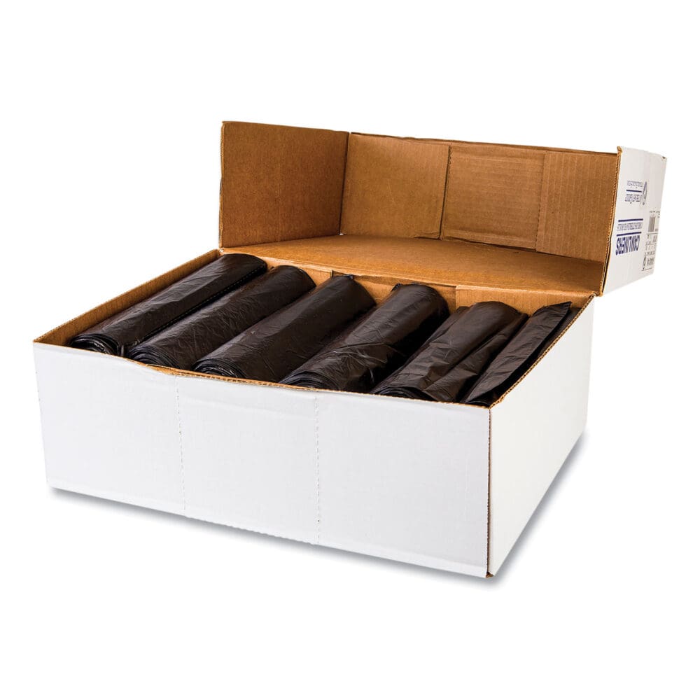 High-Density Commercial Can Liners, 16 gal, 6 mic, 24" x 33", Black, 50 Bags/Roll, 20 Perforated Rolls/Carton - Image 3