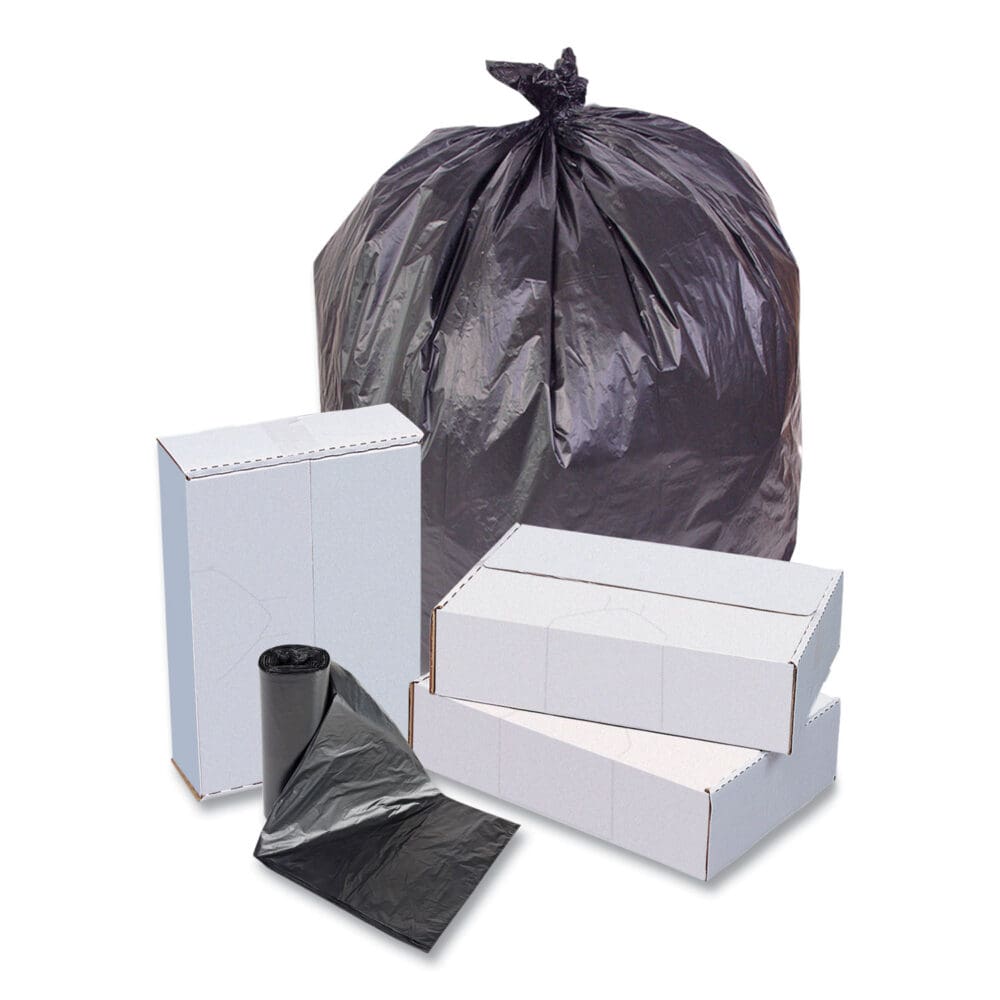 High-Density Commercial Can Liners, 16 gal, 6 mic, 24" x 33", Black, 50 Bags/Roll, 20 Perforated Rolls/Carton - Image 4