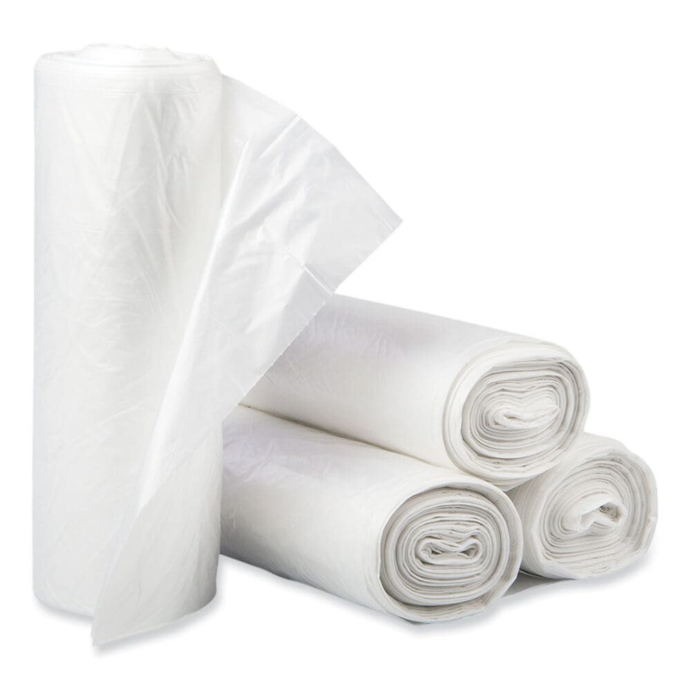 High-Density Commercial Can Liners, 30 gal, 16 mic, 30" x 37", Clear, 25 Bags/Roll, 20 Interleaved Rolls/Carton - Image 5