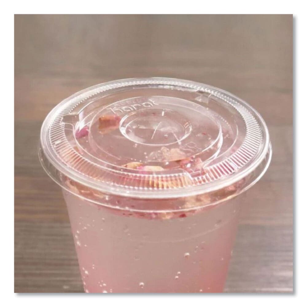 PET Lids, Flat with Straw Slot, Fits 12 oz to 24 oz Cold Cups, Clear, 1,000/Carton - Image 2