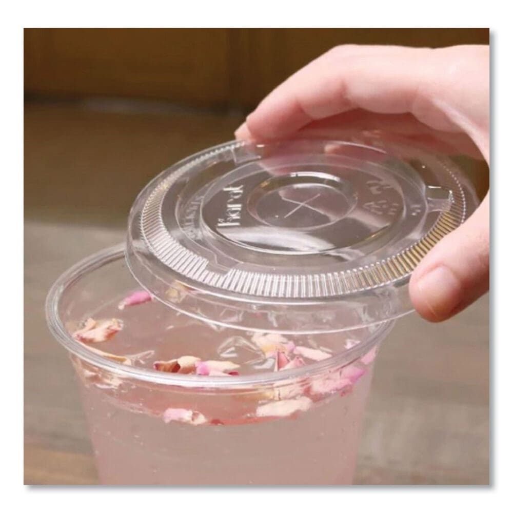PET Lids, Flat with Straw Slot, Fits 12 oz to 24 oz Cold Cups, Clear, 1,000/Carton - Image 3