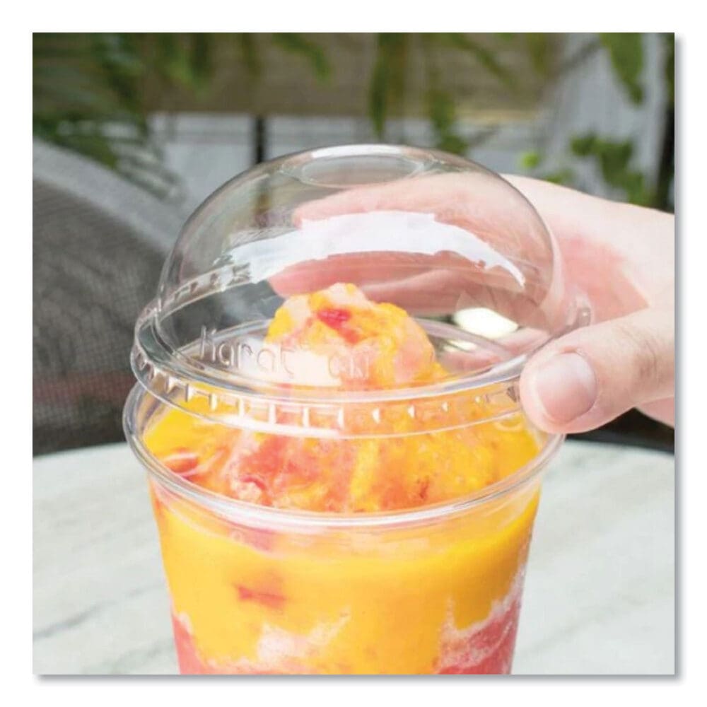 PET Lids, Dome Lid, Fits 32 oz Cold Cups, Clear, 500/Carton - Image 2
