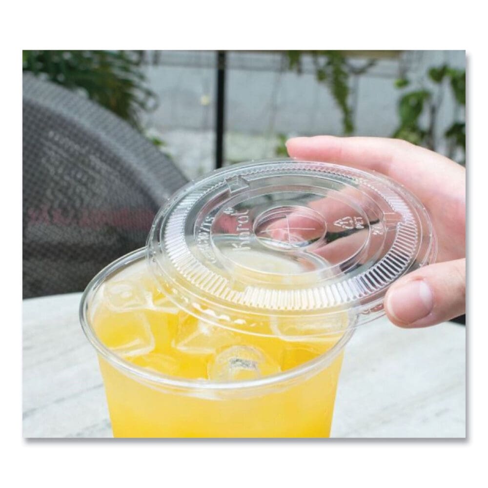 PET Lids, Flat with Straw Slot, Fits 32 oz Cold Cups, Clear 500/Carton - Image 3