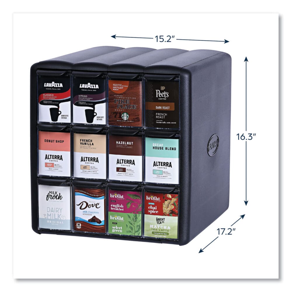 Four Column Merchandiser, 12 Compartments, 15.2 x 17.2 x 16.3, Black - Image 2