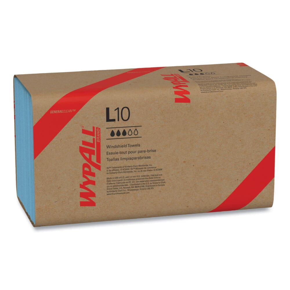 L10 Windshield Towels, 1-Ply, 9.1 x 10.25, Light Blue, 224/Pack, 10 Packs/Carton - Image 13