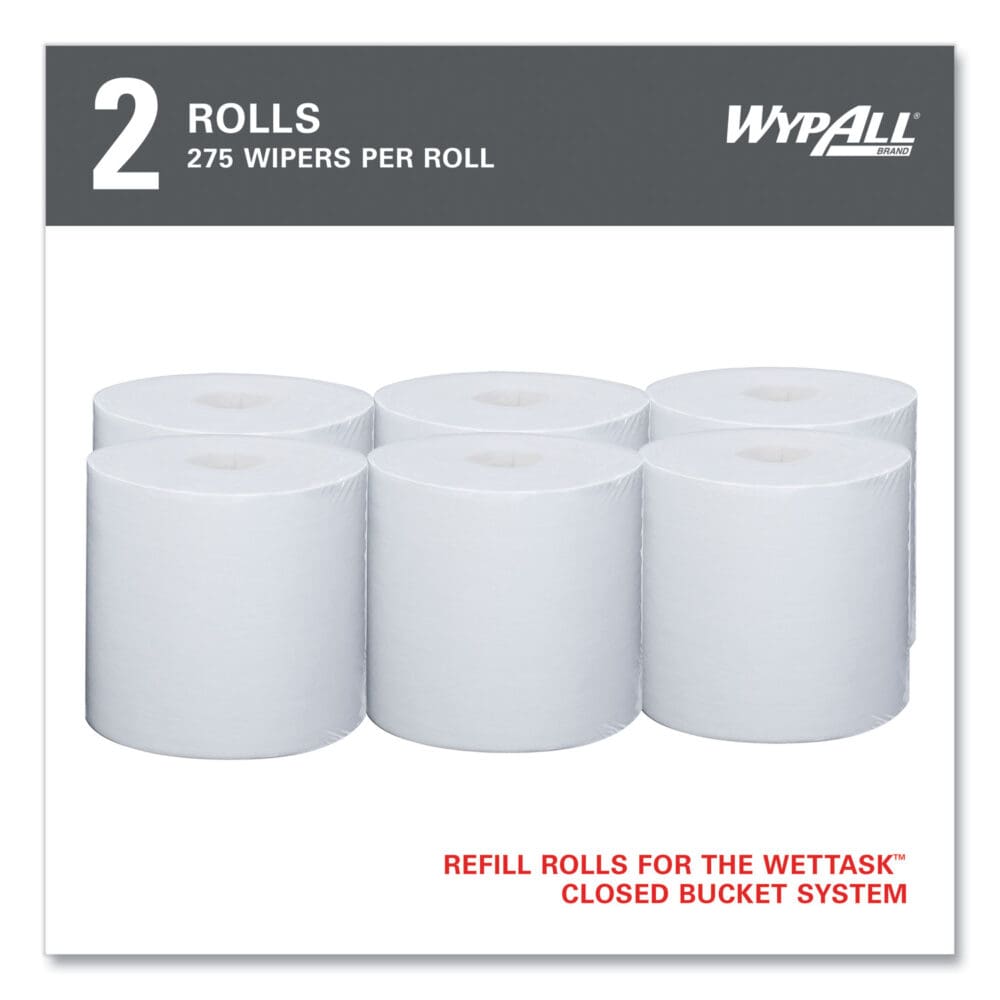 Power Clean Wipers for Solvents WetTask Customizable Wet Wiping System, Wipers Only, 9 x 15, White, 275/Roll, 2 Rolls/Carton - Image 2