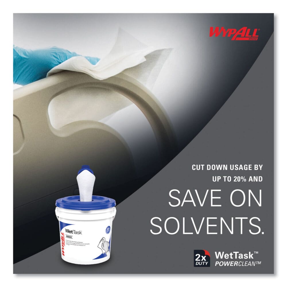 Power Clean Wipers for Solvents WetTask Customizable Wet Wiping System, Wipers Only, 9 x 15, White, 275/Roll, 2 Rolls/Carton - Image 6