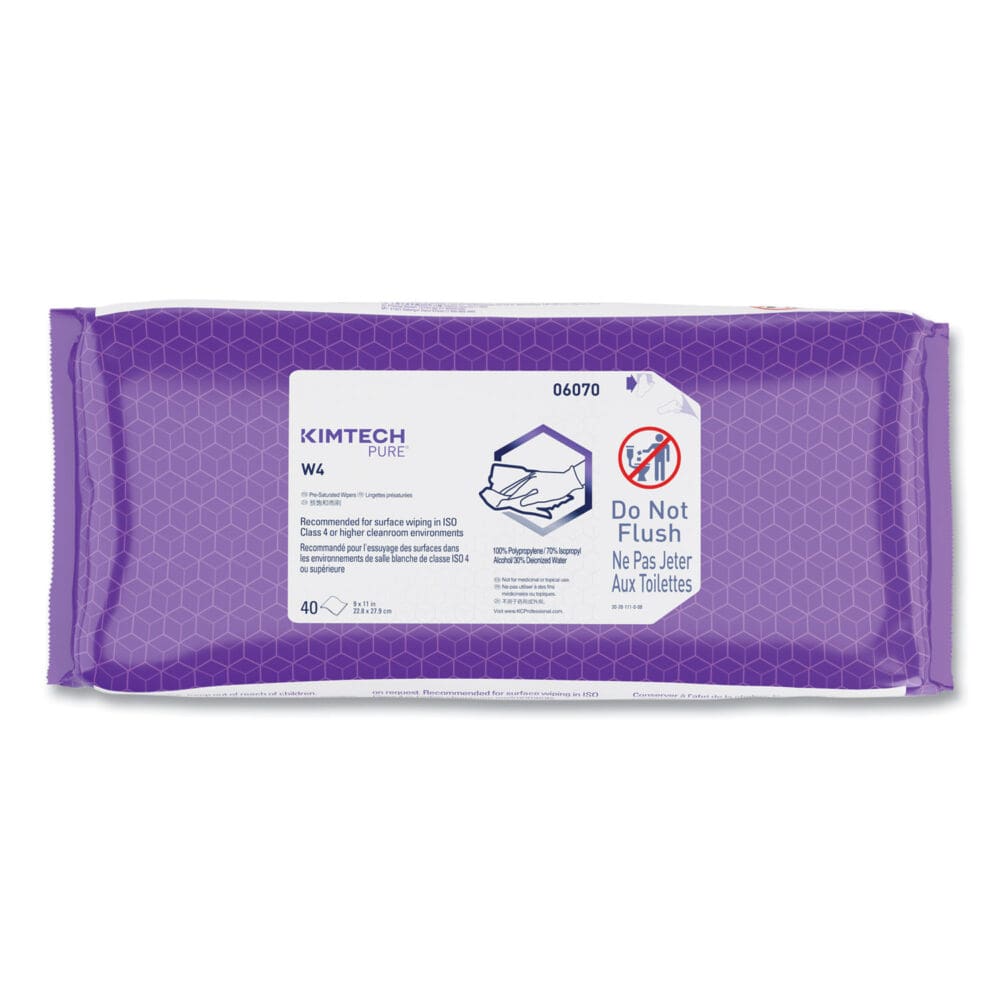 W4 PreSat Alcohol Wipers, 70% IPA, 1-Ply, 9 x 11, White, 40/Pack, 10 Packs/Carton - Image 6