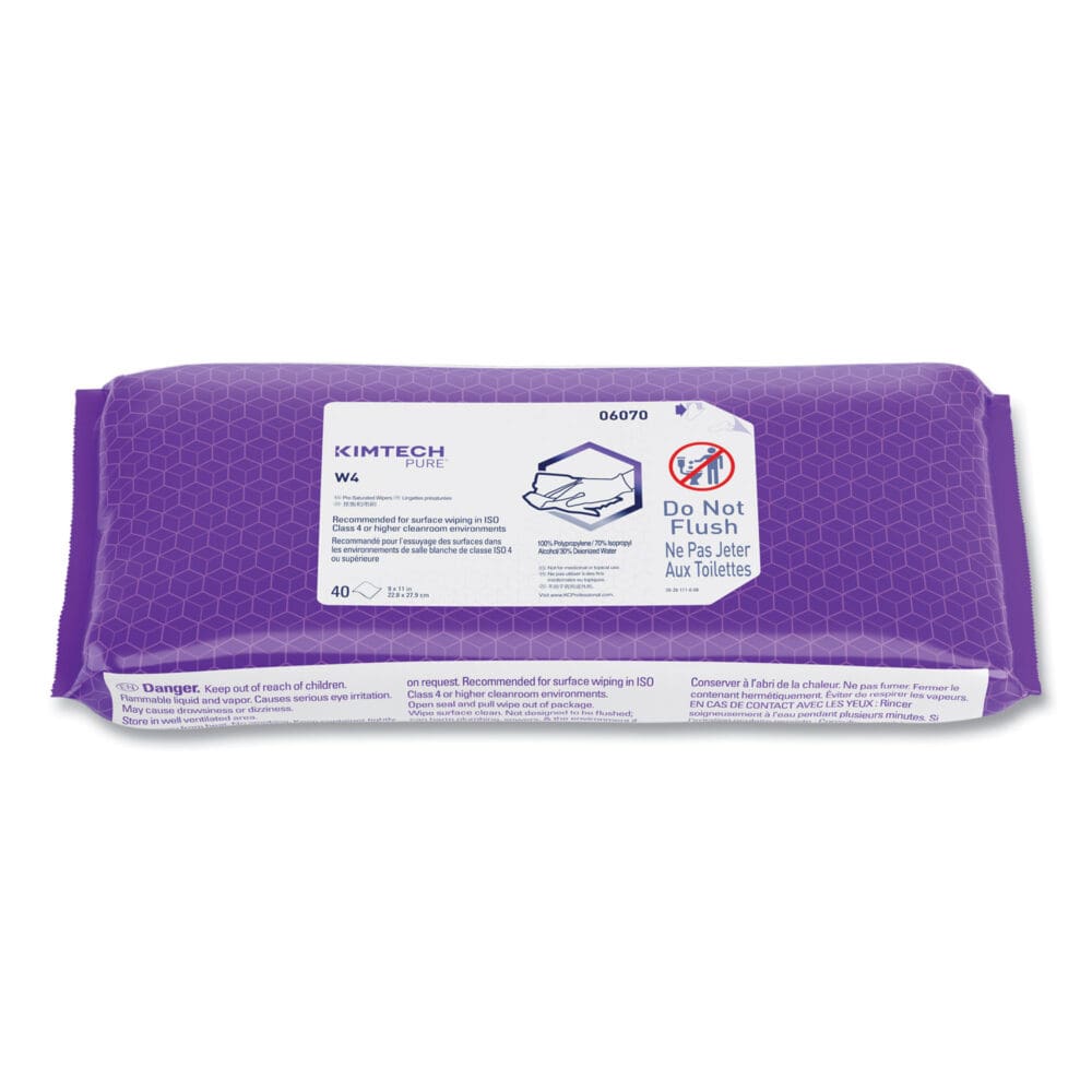 W4 PreSat Alcohol Wipers, 70% IPA, 1-Ply, 9 x 11, White, 40/Pack, 10 Packs/Carton - Image 3