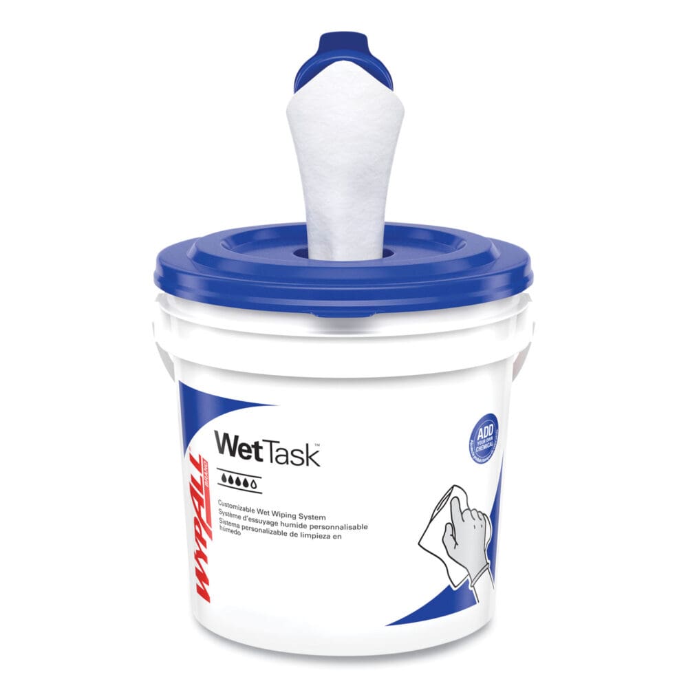 Critical Clean Wipers for Bleach, Disinfectants, Sanitizers WetTask Customizable Wet Wiping System, w/Bucket,140/Roll, 6/CT - Image 13