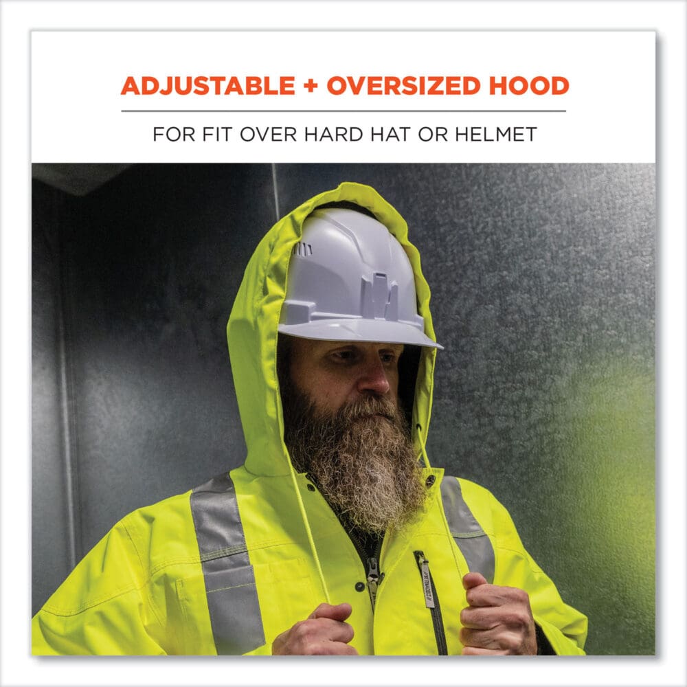 GloWear 8275 Class 2 Heavy-Duty Hi-Vis Workwear Sherpa Lined Jacket, Medium, Lime, Ships in 1-3 Business Days - Image 2
