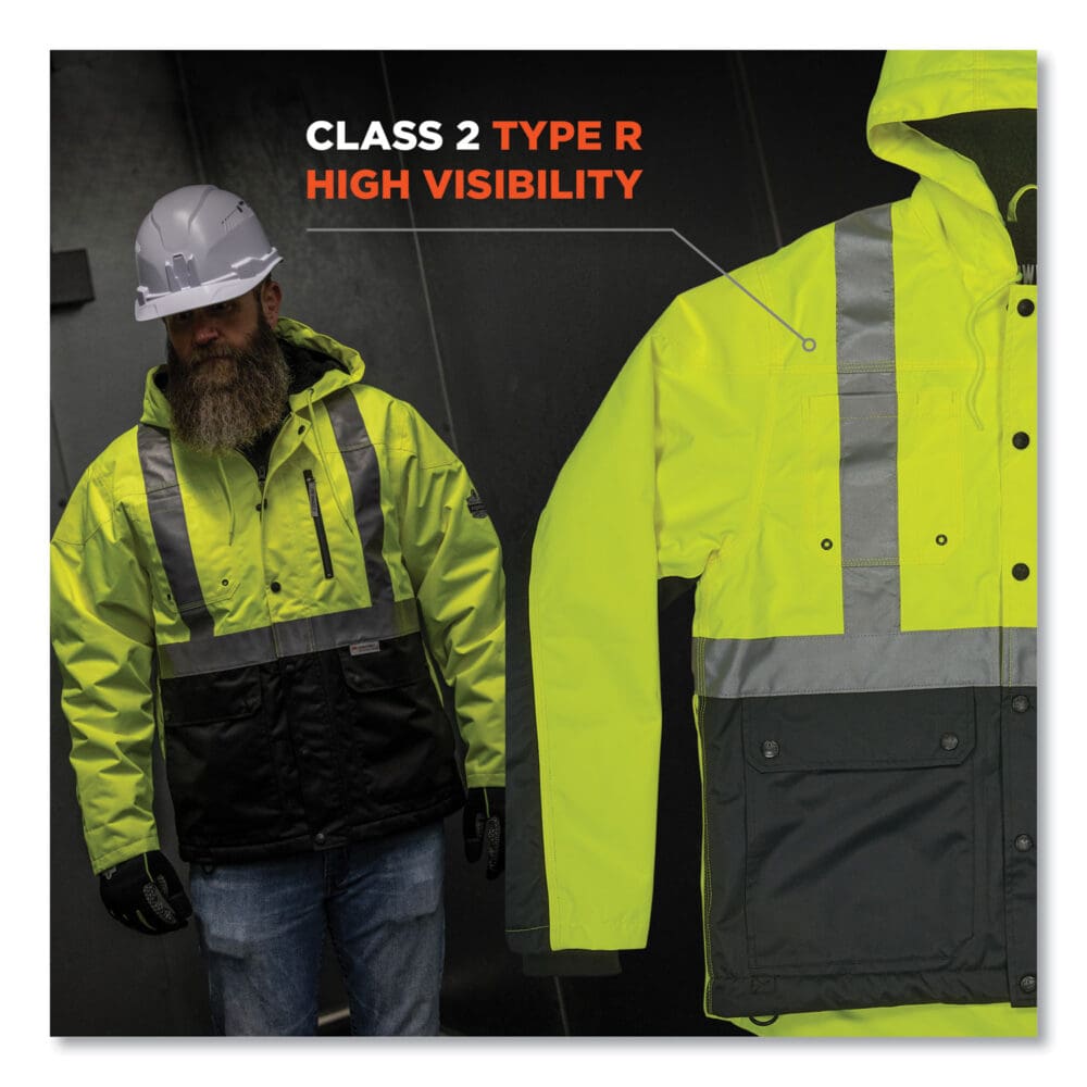 GloWear 8275 Class 2 Heavy-Duty Hi-Vis Workwear Sherpa Lined Jacket, 2X-Large, Lime, Ships in 1-3 Business Days - Image 5
