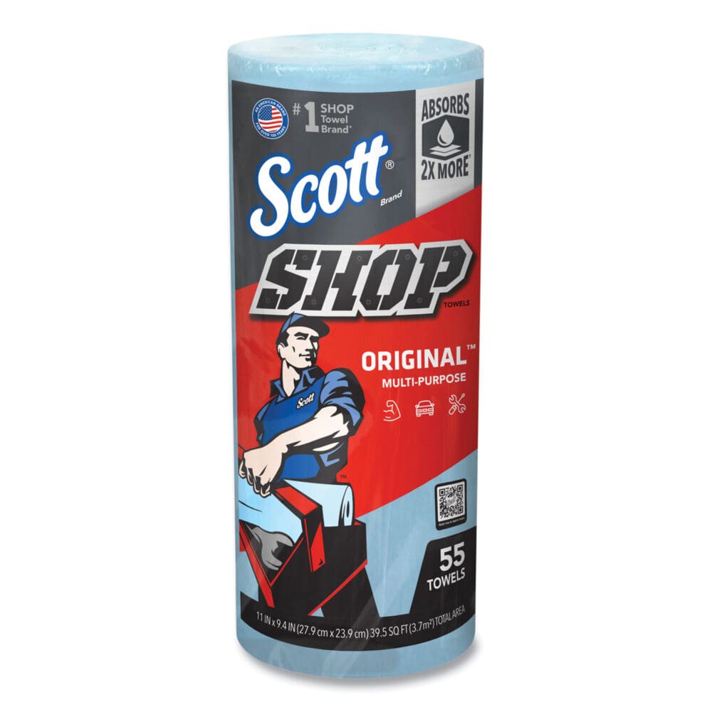 Shop Towels, Standard Roll, 1-Ply, 9.4 x 11, Blue, 55/Roll, 30 Rolls/Carton - Image 11