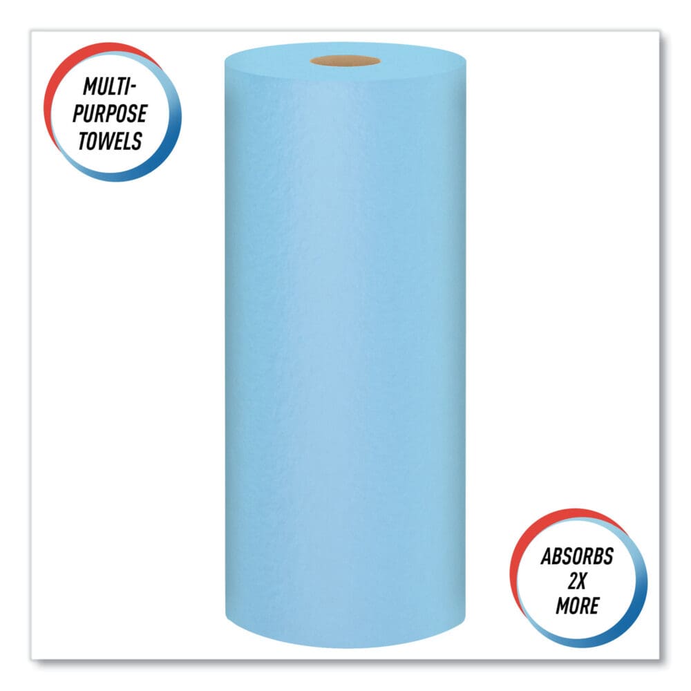 Shop Towels, Standard Roll, 1-Ply, 9.4 x 11, Blue, 55/Roll, 30 Rolls/Carton - Image 4