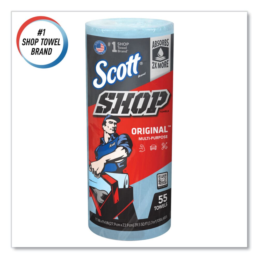 Shop Towels, Standard Roll, 1-Ply, 9.4 x 11, Blue, 55/Roll, 30 Rolls/Carton - Image 10