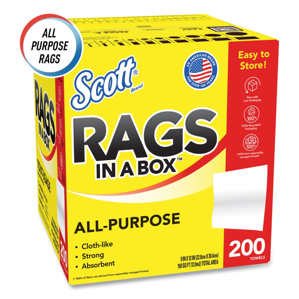 Rags in a Box, POP-UP Box, 12 x 9, White, 200/Box - Image 2