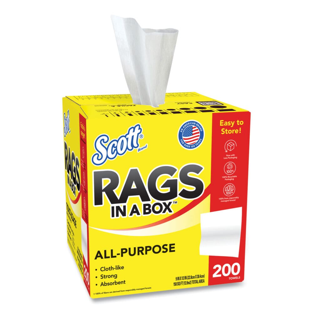 Rags in a Box, POP-UP Box, 12 x 9, White, 200/Box, 8 Boxes/Carton - Image 8